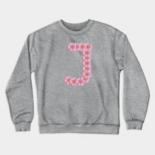 Letter J Pink Gerbera Daisy Typography Crewneck Sweatshirt